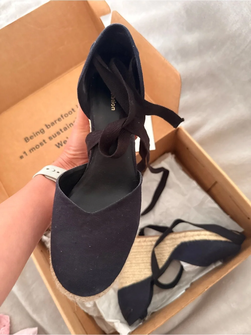 Reformation Black Espadrille Wedge Sandals
